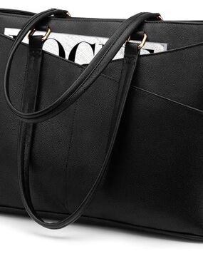 Everyday Black Tote with Front Pocket - Unbranded